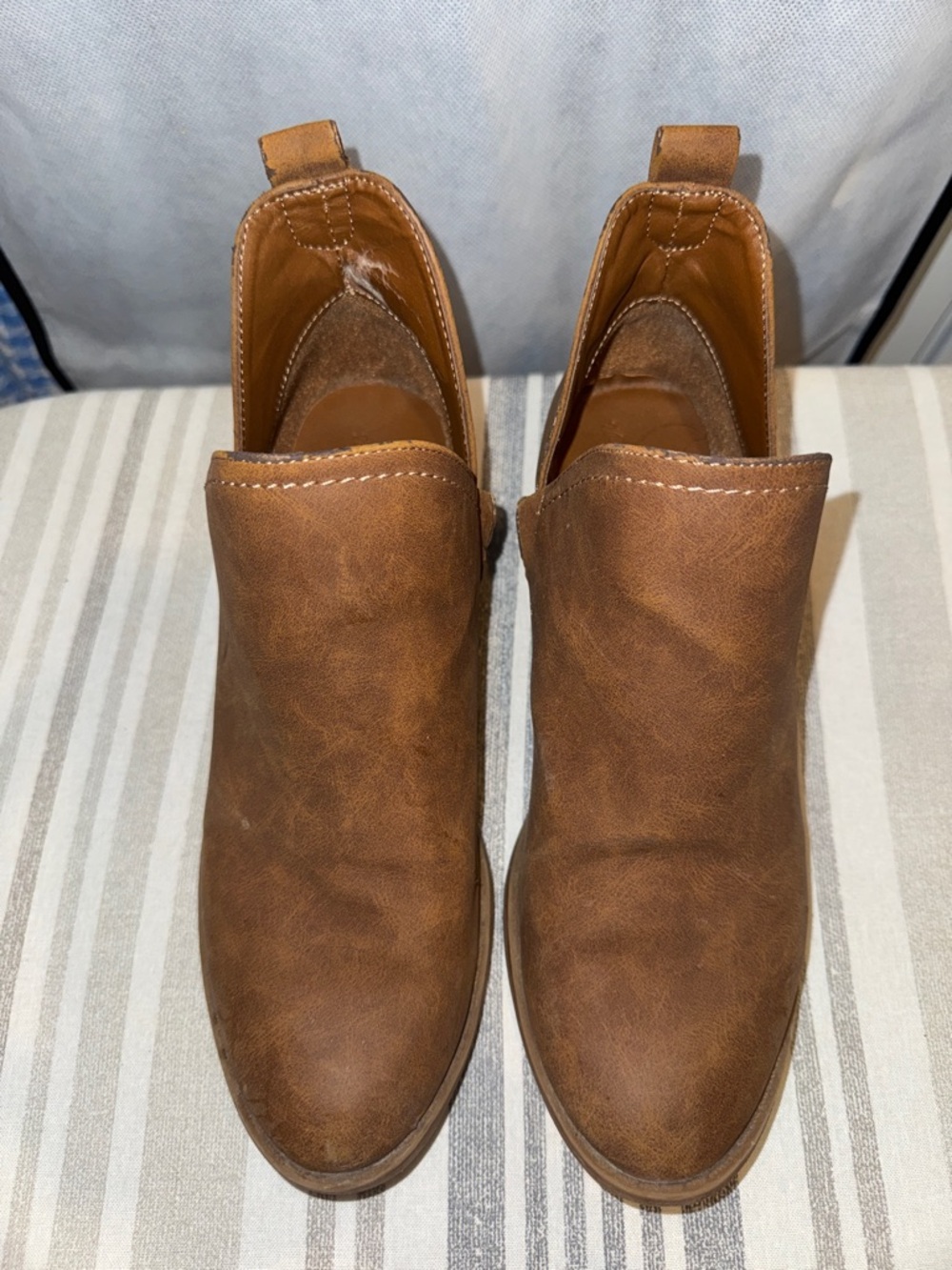 Brown Faux Leather Ankle Booties - Picture 2 of 5